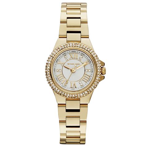 michael kors petite camille gold-tone watch and slider bracelet set|michael kors mk3654 petite camille and bracelet gift set.